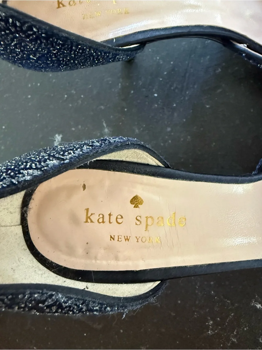 kate spade Navy Glitter D'Orsay Peep-Toe Heels